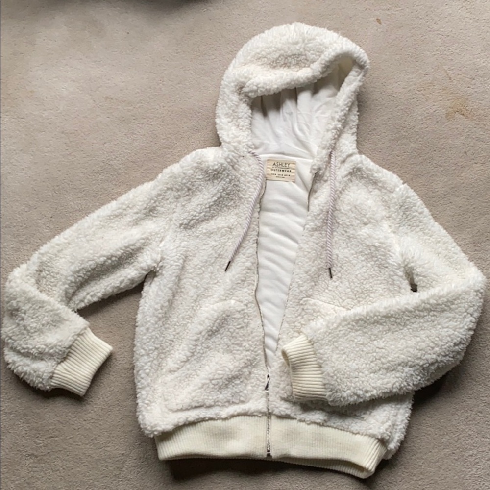 White fluffy winter jacket